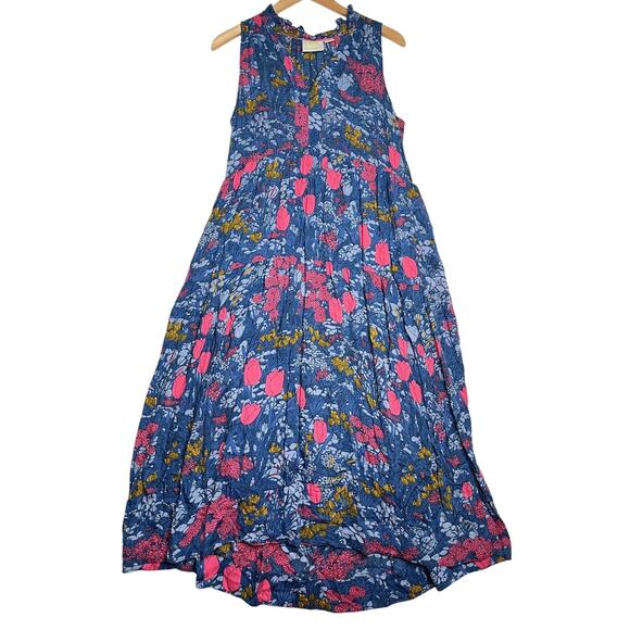 Anthropologie Maeve Marya Tiered Midi Modal Dress Blue Floral sz S Boho Prairie - Picture 3 of 11